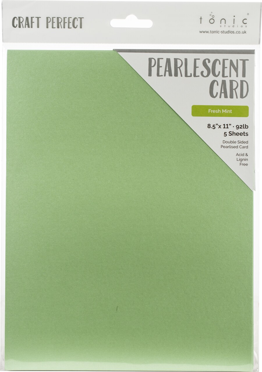 Craft PerfectPearlescent Cardstock, Double Sided, 8.5x11 in, 5 pack, Fresh Mint